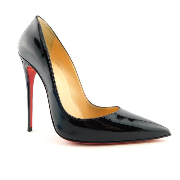 CHRISTIAN LOUBOUTIN Black Patent Stiletto Heel Pumps 37 - Picture 1 of 9